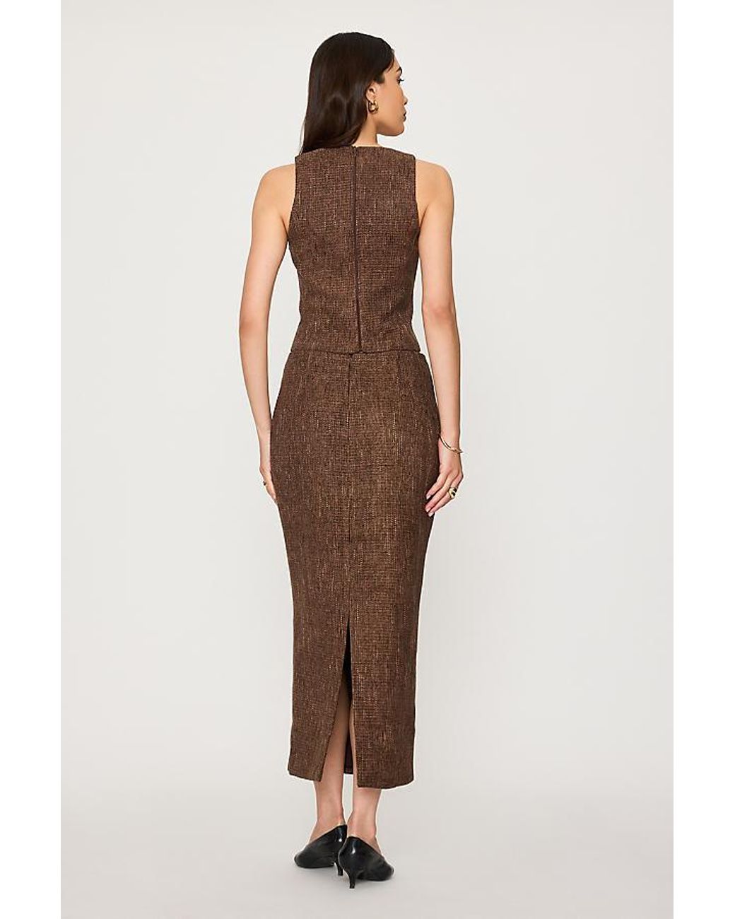 Odd Muse Brown Tweed Sleeveless Top
