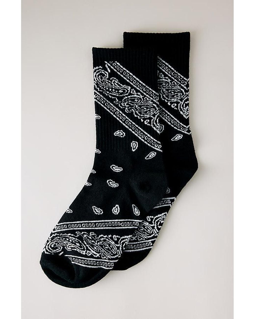 By Anthropologie Black Ribbed Bandana Trouser Socks
