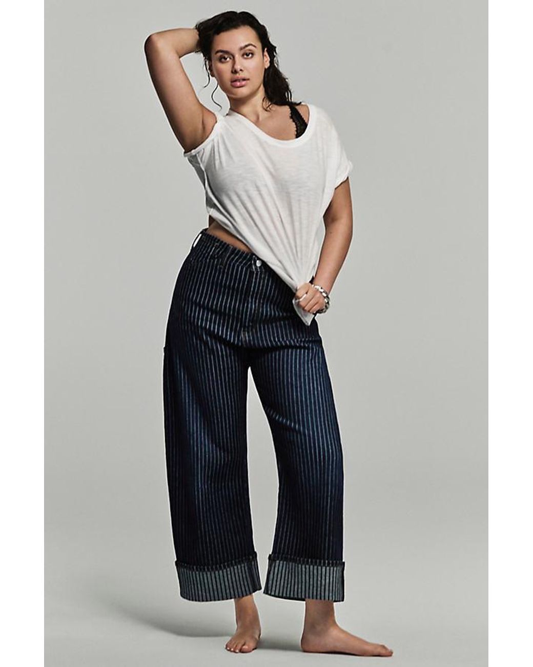 Pilcro Blue The Kayden High-Rise Carpenter Barrel Jeans By