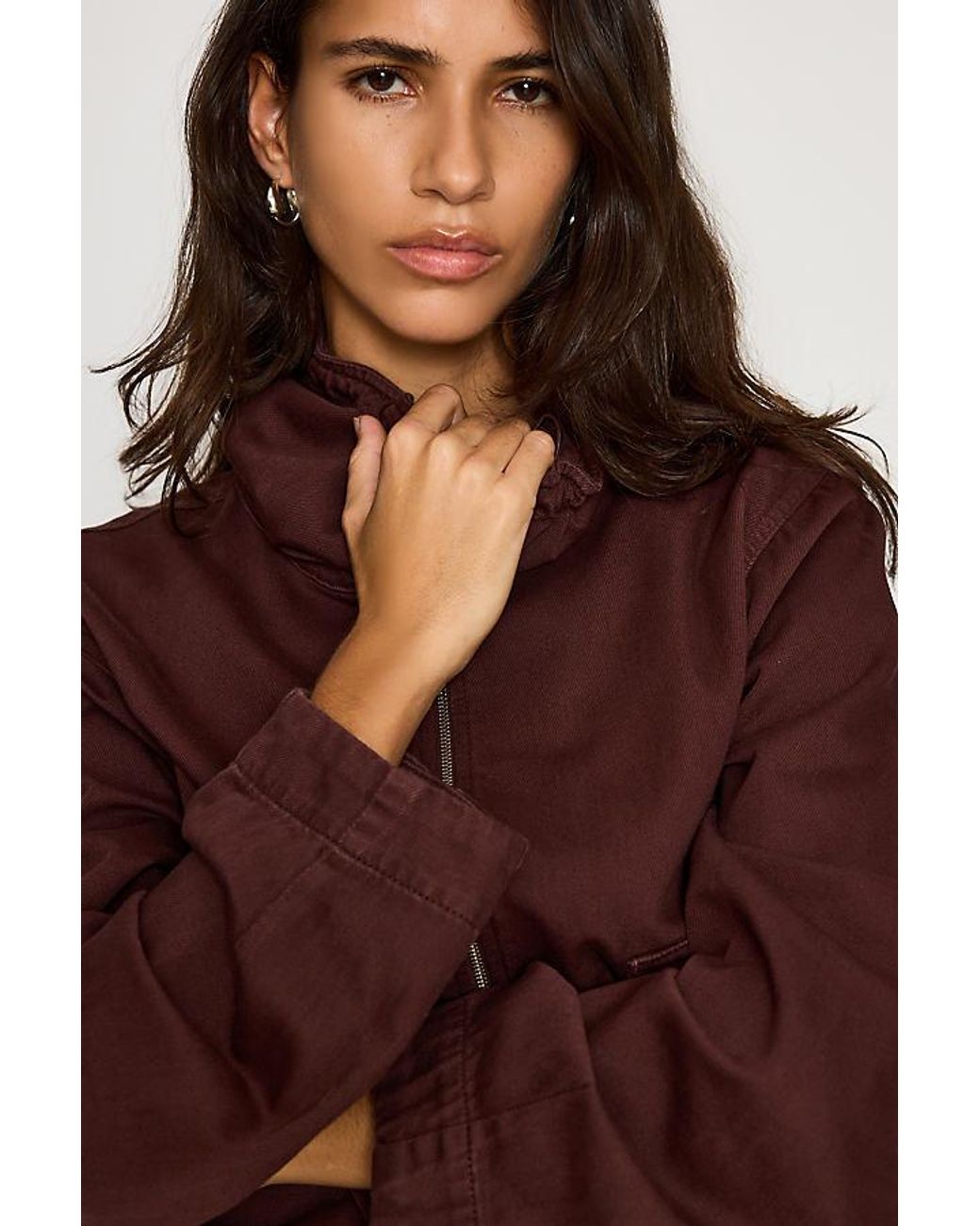 By Anthropologie Brown High-Neck Utility Jacket