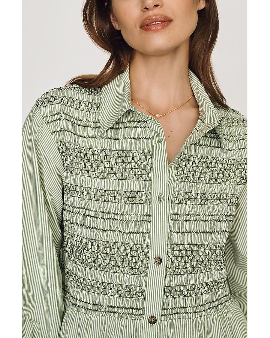 Maeve Green Bettina Cotton Mini Shirt Dress