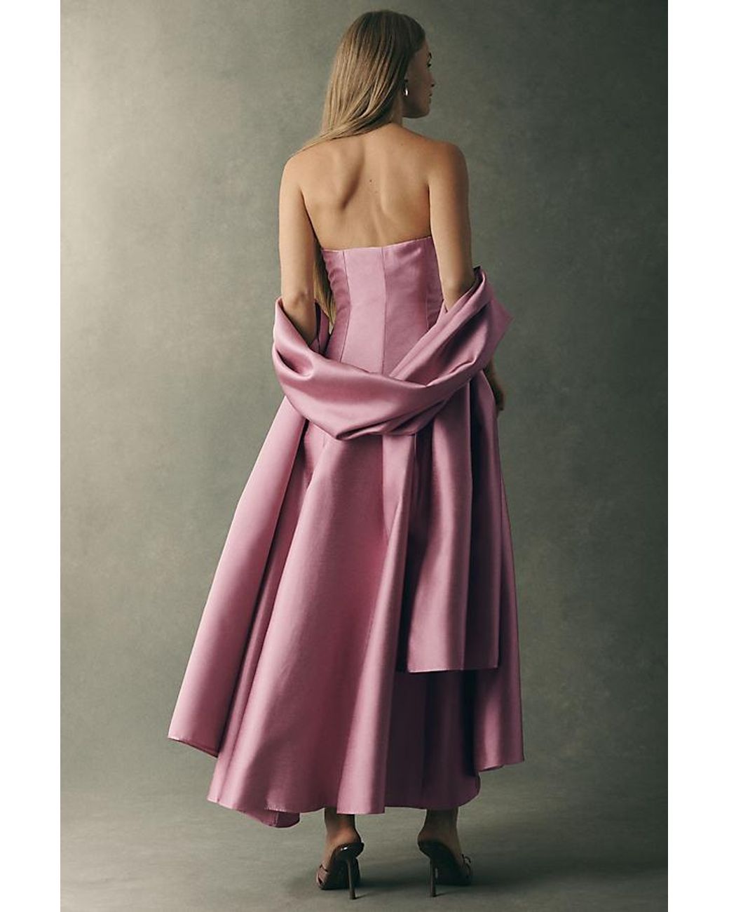 Mare Mare Pink Strapless Drop-Waist Midi Dress
