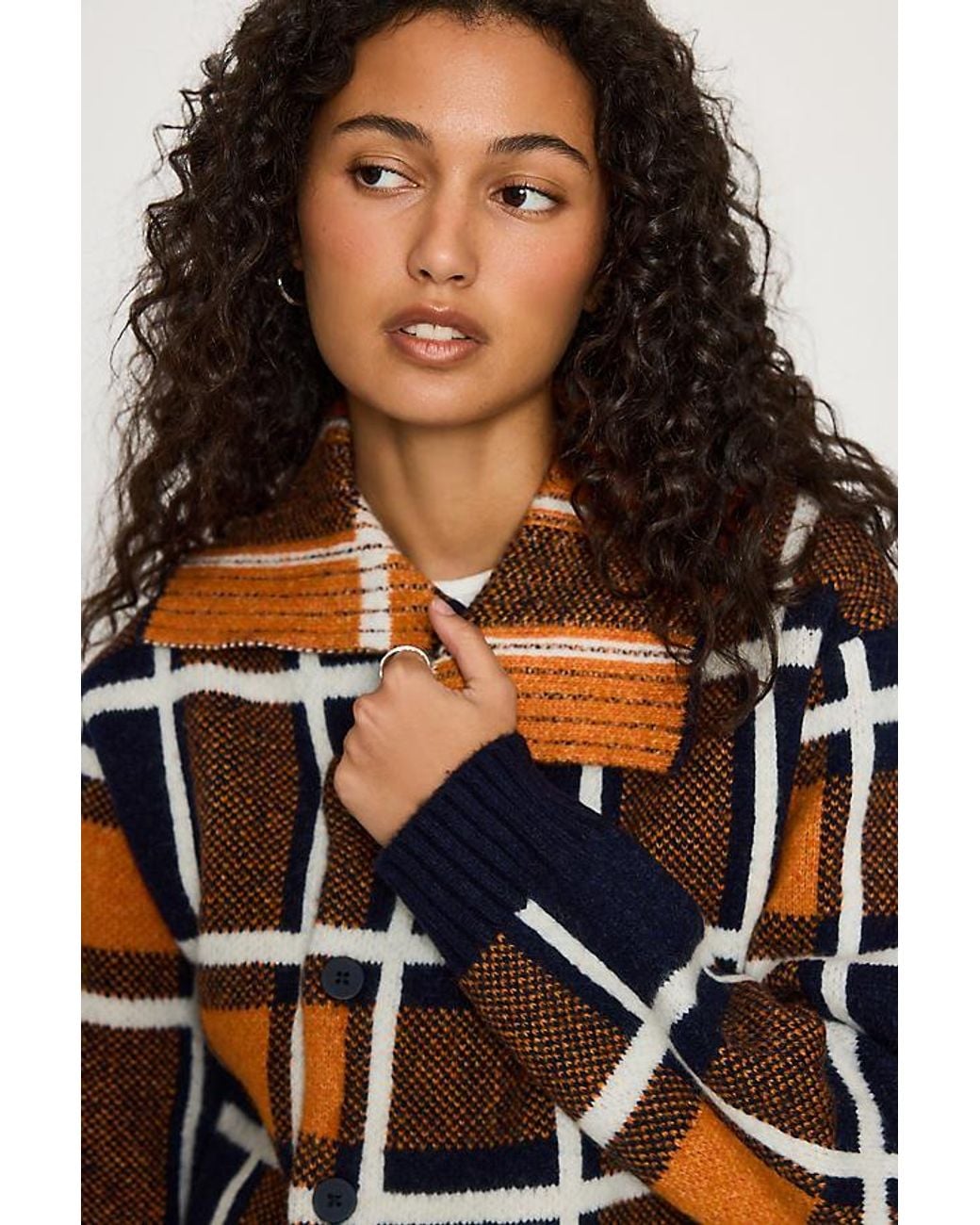 ALIGNE Blue Carmen Check Wrap Cardigan