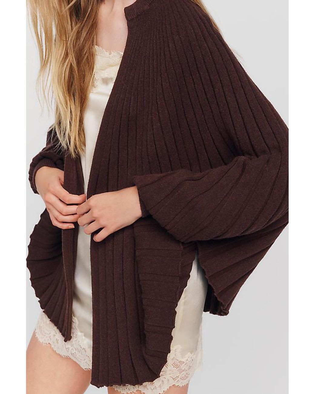 Mare Mare Purple Ribbed Knit Shawl