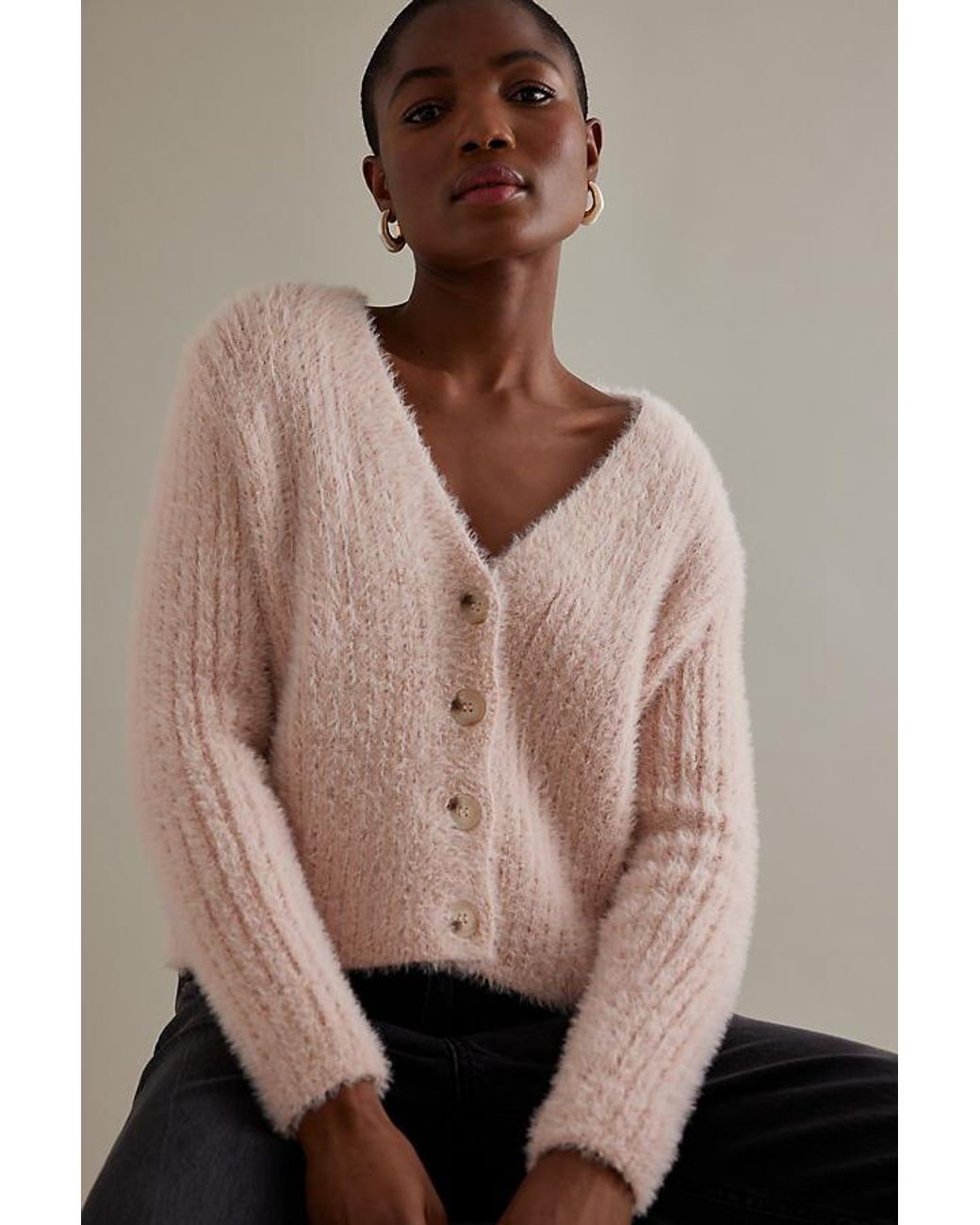 Anthropologie Ribbed Eyelash Cardigan in Natural Lyst UK
