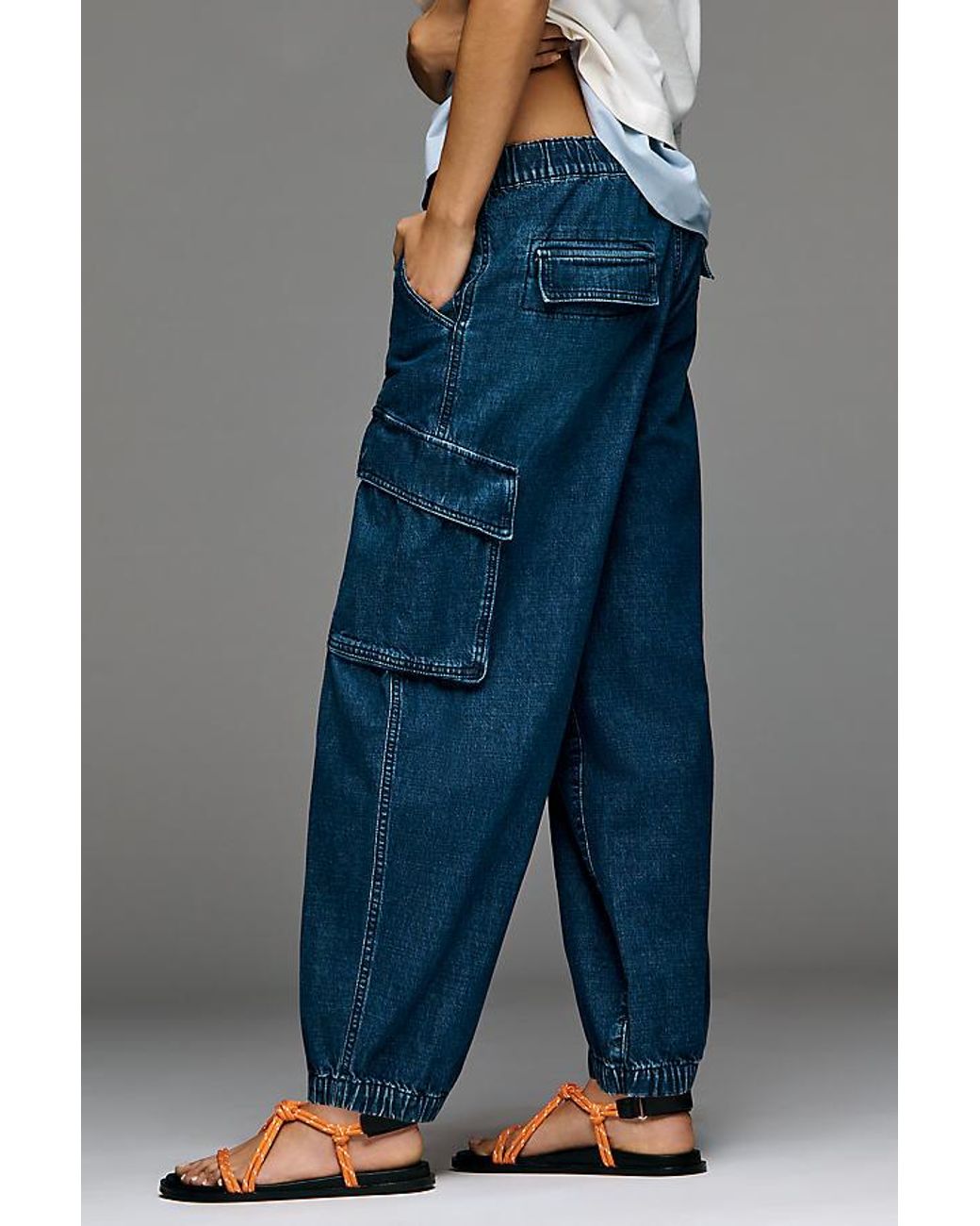Pilcro Blue Victoire High-Rise Cargo Jogger Jeans