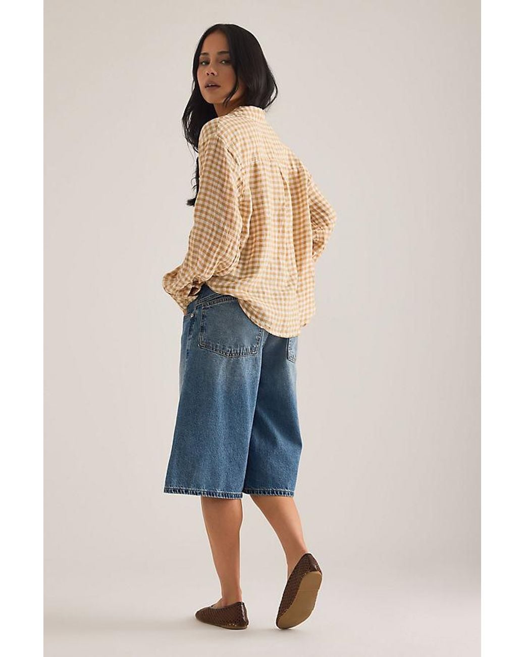 Maeve Natural The Shrunken Linen Bennet Buttondown Shirt By