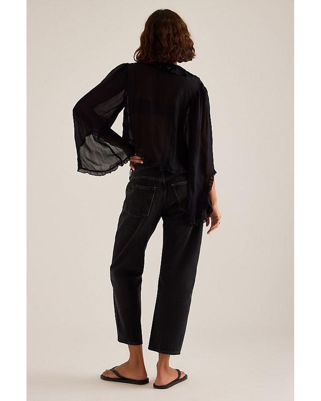 Citizens of Humanity Black Winslow Cropped Boyfriend Jeans
