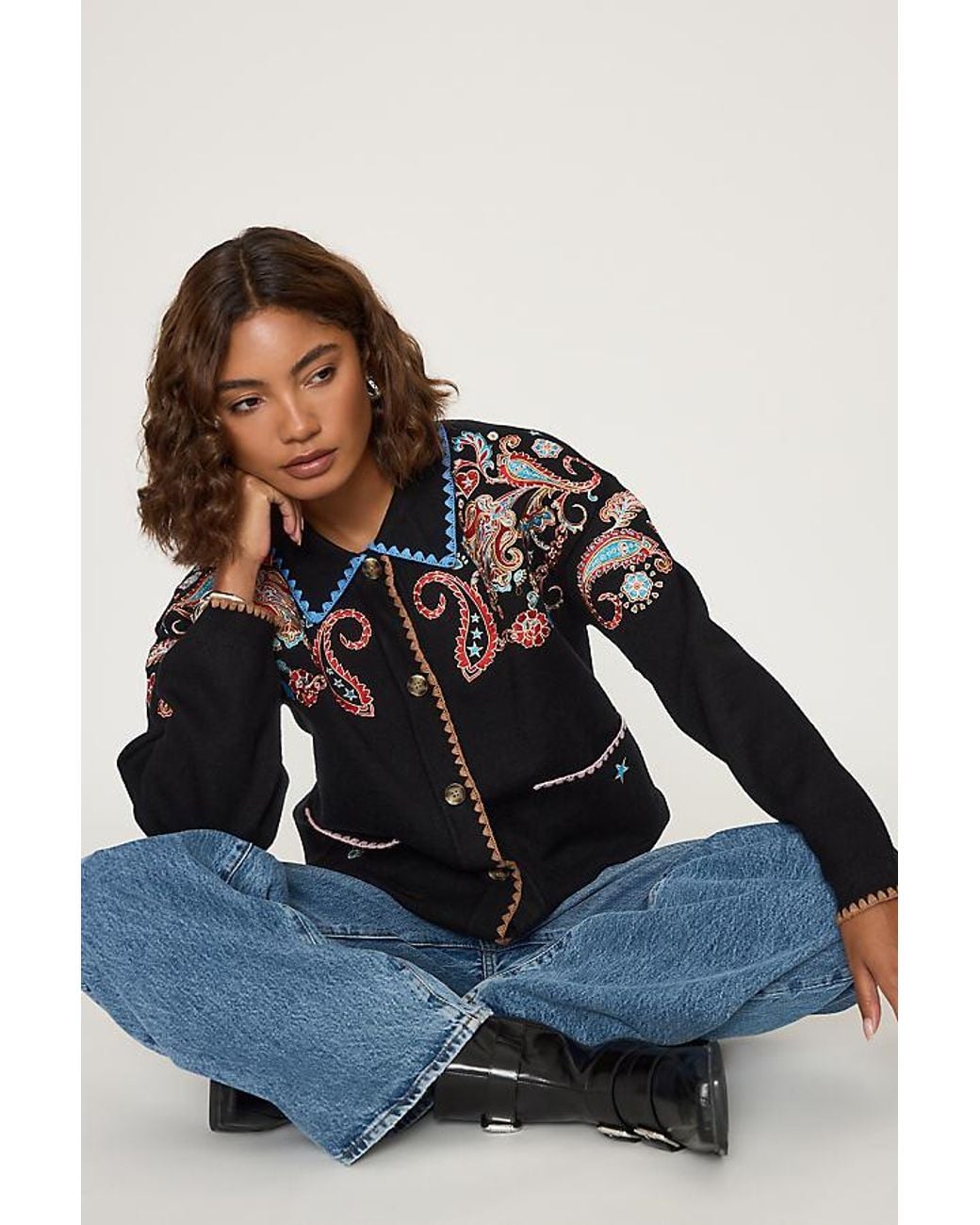 Never Fully Dressed Blue Paisley Embroidered Cardigan