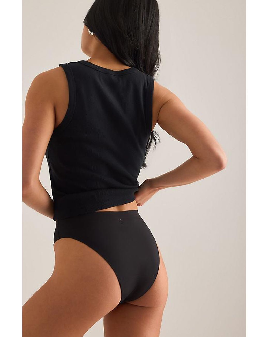 Modibodi Black Moderate Absorbency Seamfree Period Hi-Leg Cheeky Knickers