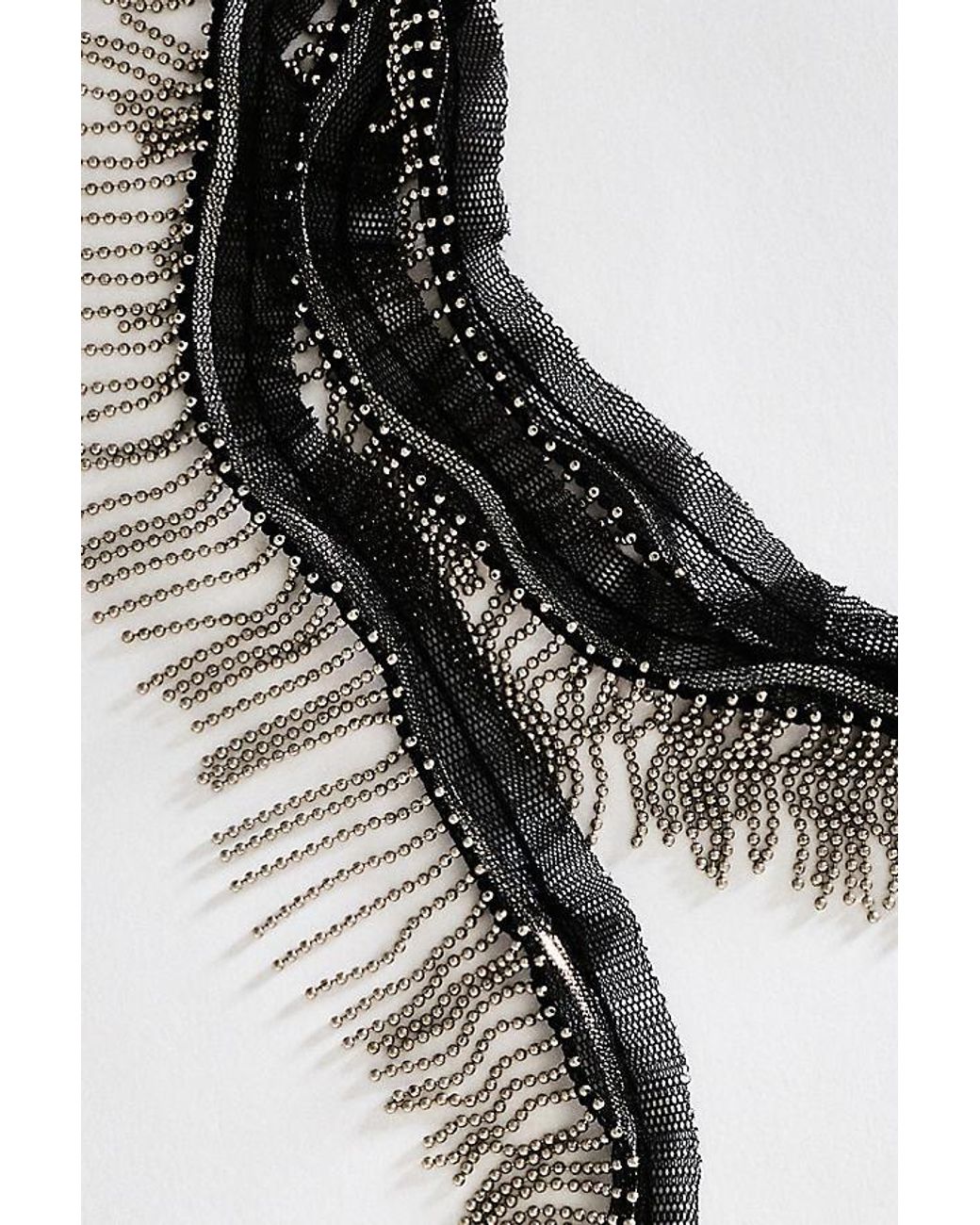 By Anthropologie Black Prelayer Wrap Tassel Necklace