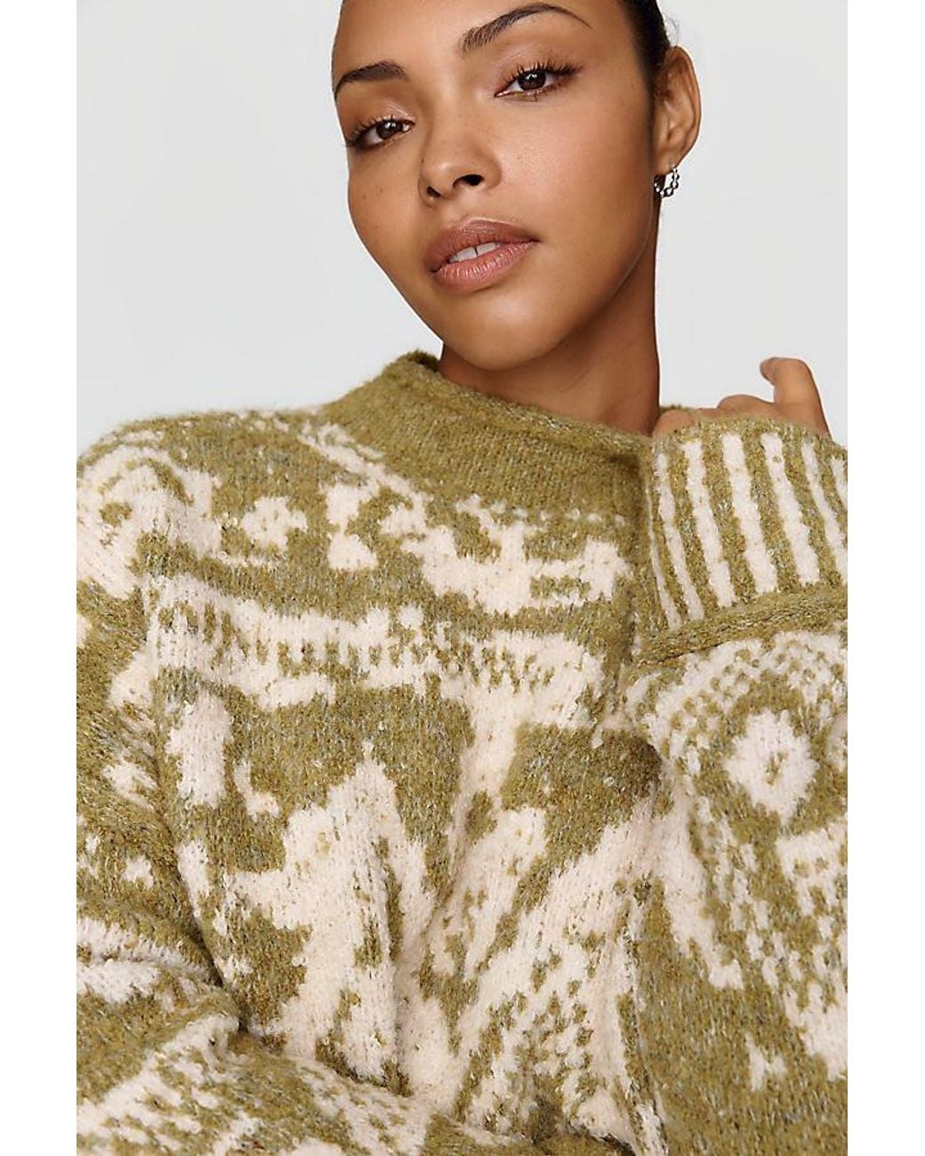 Pilcro Natural Relaxed Roll-Neck Jumper