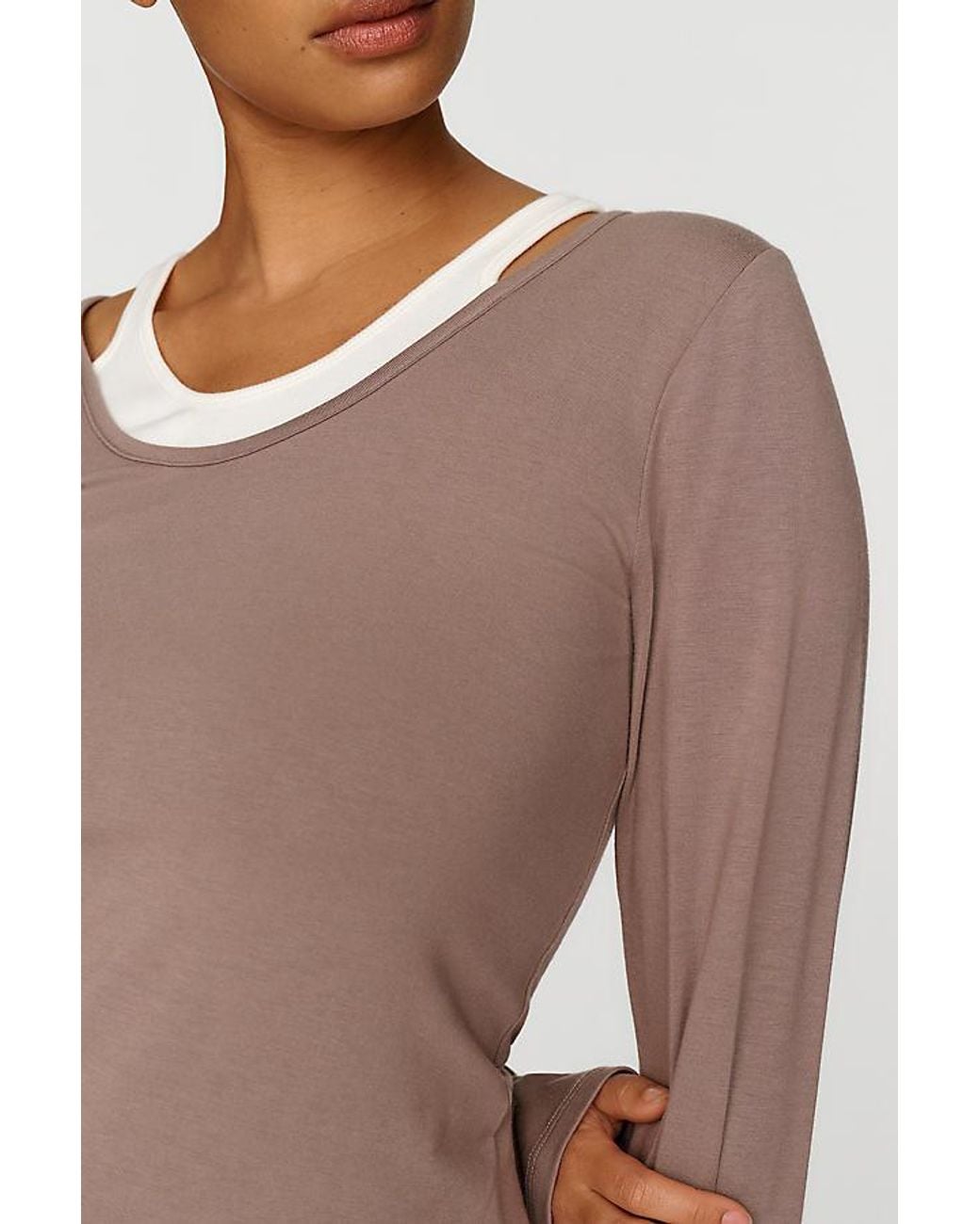 By Anthropologie Brown 100% Cotton Layered Ribbed Top