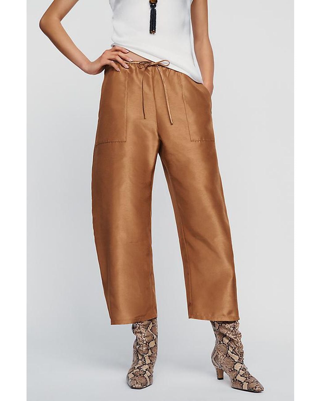 Maeve White Marnie Taffeta Tapered Trousers