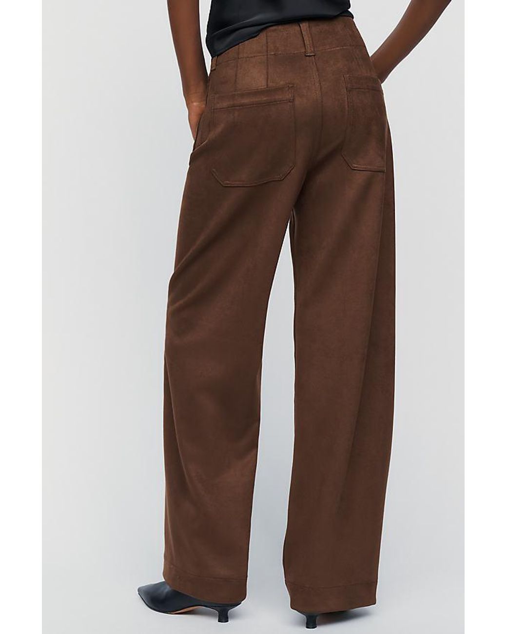 Maeve Brown @Merricksart X Faux-Suede Full-Length Colette Trousers