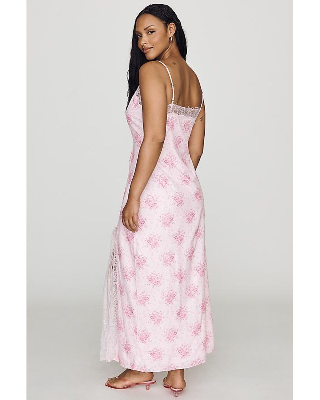 Amy Jane London Gray Camille Satin Midi Slip Dress