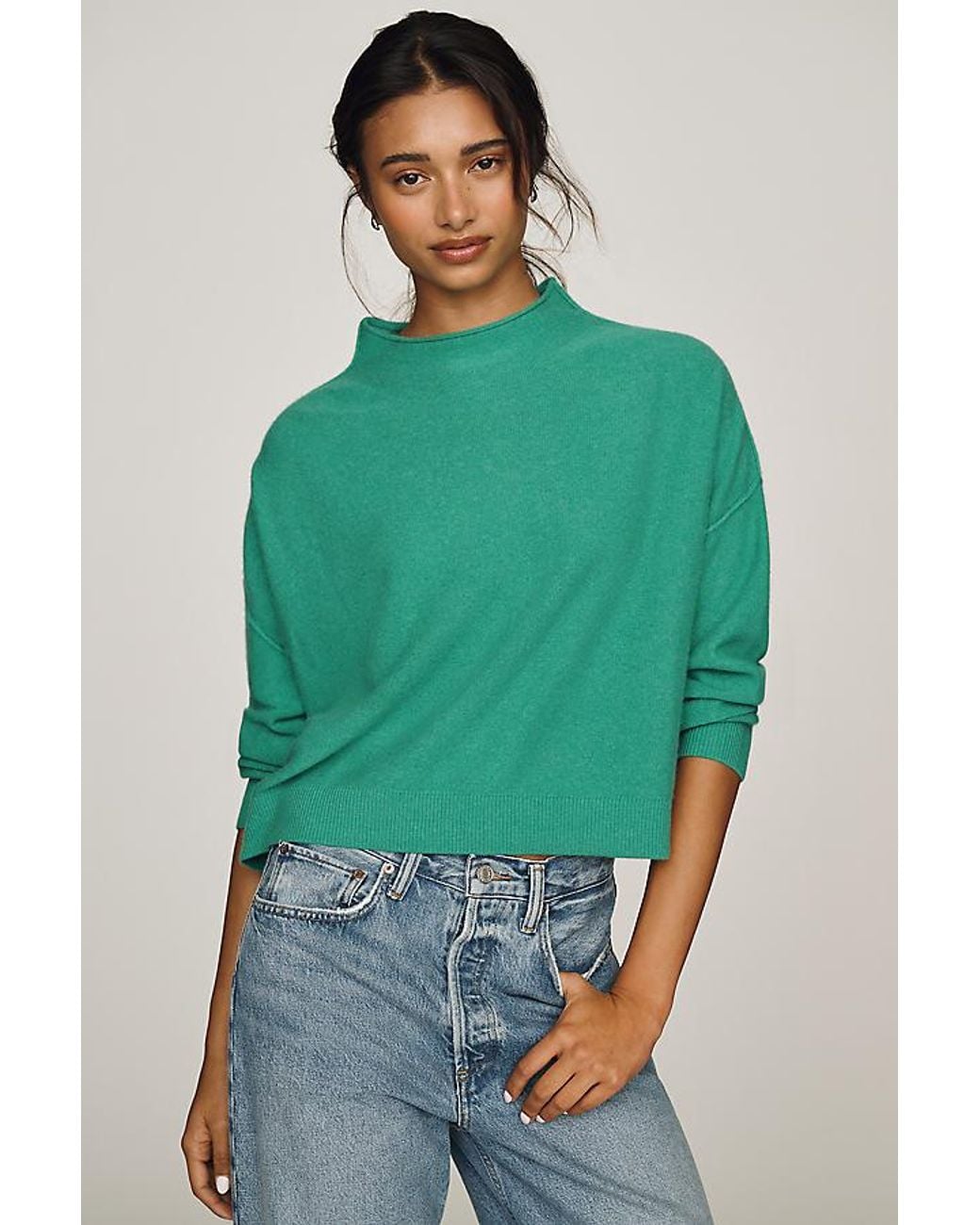 Pilcro Green Alani Cashmere Mock Neck Jumper