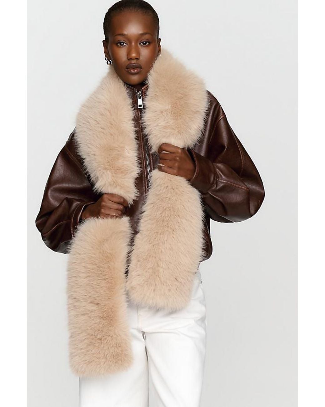By Anthropologie Natural Faux-Fur Scarf