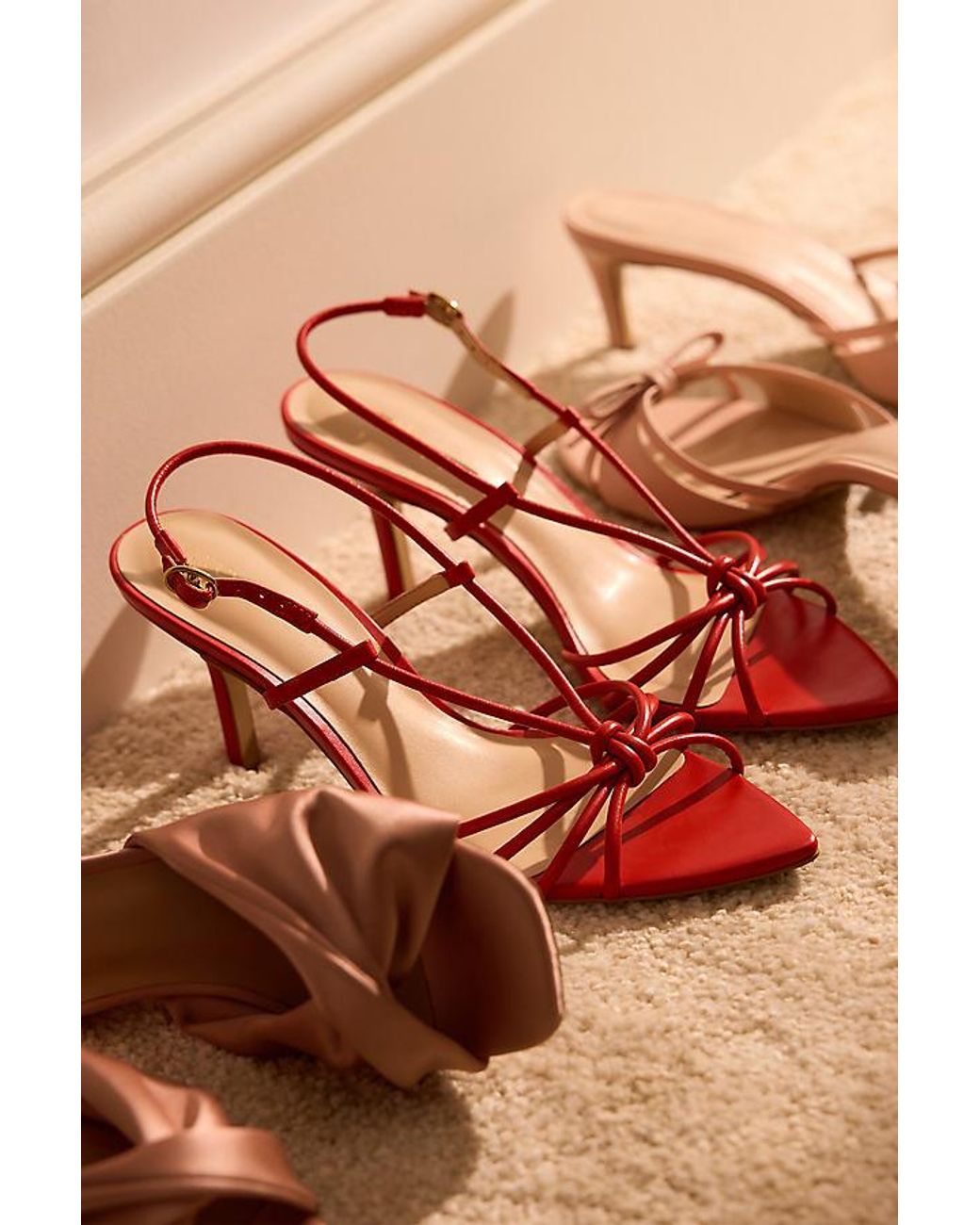 Maeve Red Pointed Toe Strappy Heels