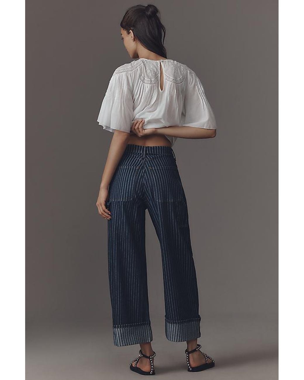Pilcro Blue The Kayden High-Rise Carpenter Barrel Jeans By