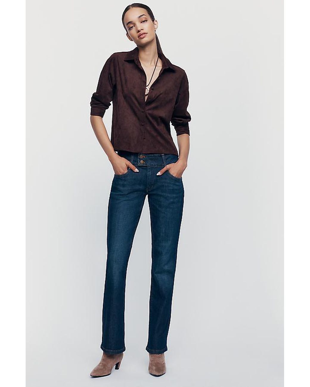 Pilcro Blue Low-Rise Bootcut Jeans