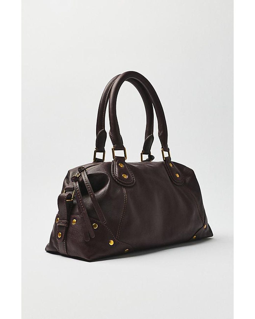 By Anthropologie Purple Arina Large Leather Satchel