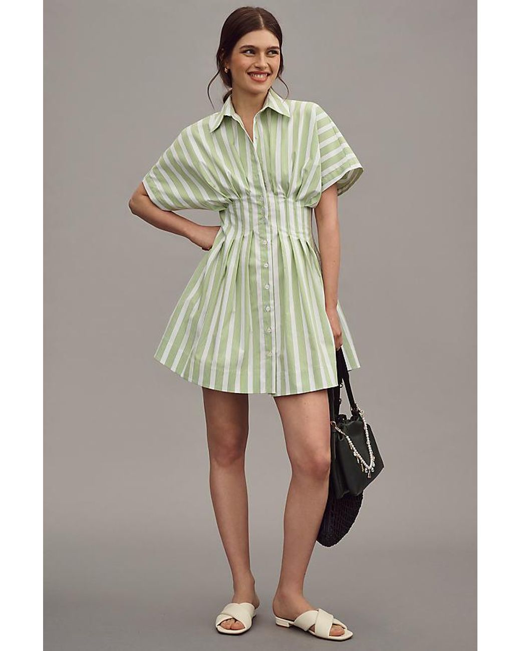 knee length dresses for ladies Patchwork Pleated Hem Tank Mini Dress – Micas main image 1