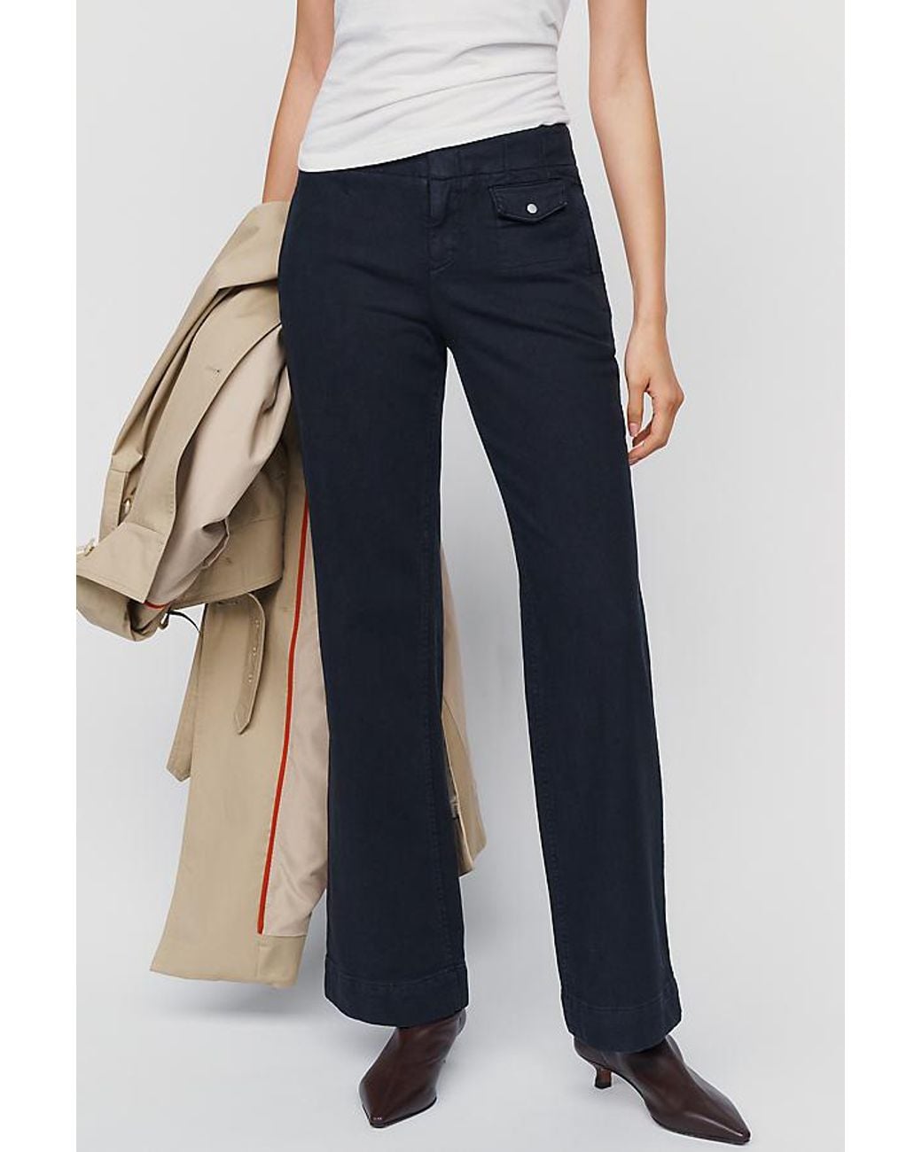 By Anthropologie Blue Low-Rise Straight-Leg Utility Trousers