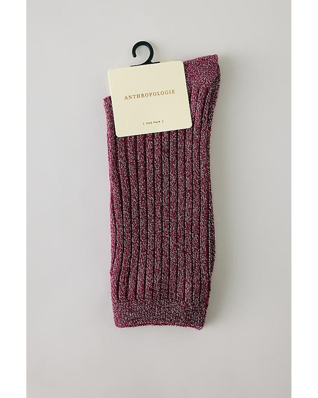 By Anthropologie Purple Metallic Ribbed Trouser Socks