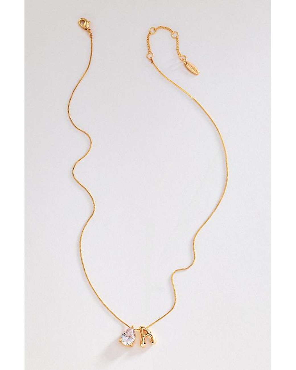 By Anthropologie Metallic Bubble Initial & Pear-Cut Stone Necklace