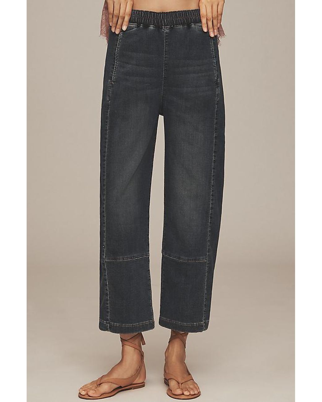 Pilcro Blue The Izzie Knit Pull-On Barrel Jeans By