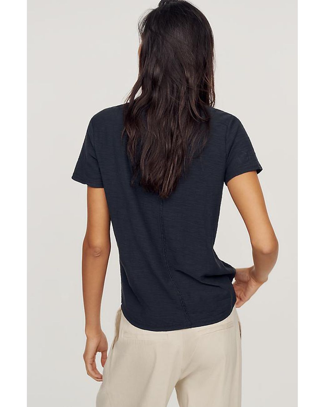 Pilcro Black The Bennie Slim Crew Neck Cotton-Slub T-Shirt By