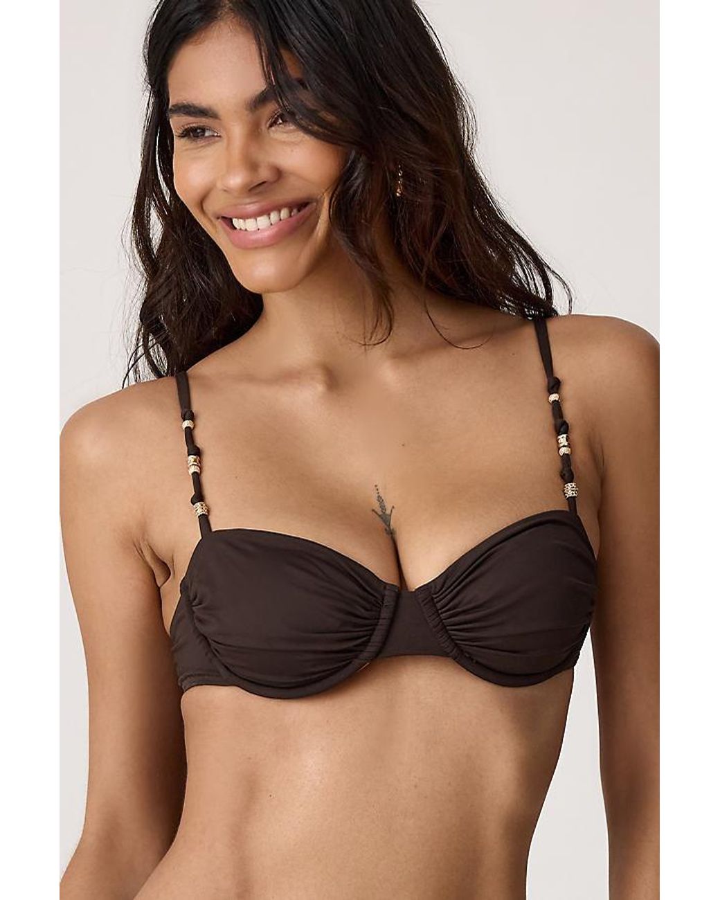 Sea Level Black De Luxe Ruched Balconette Bikini Top