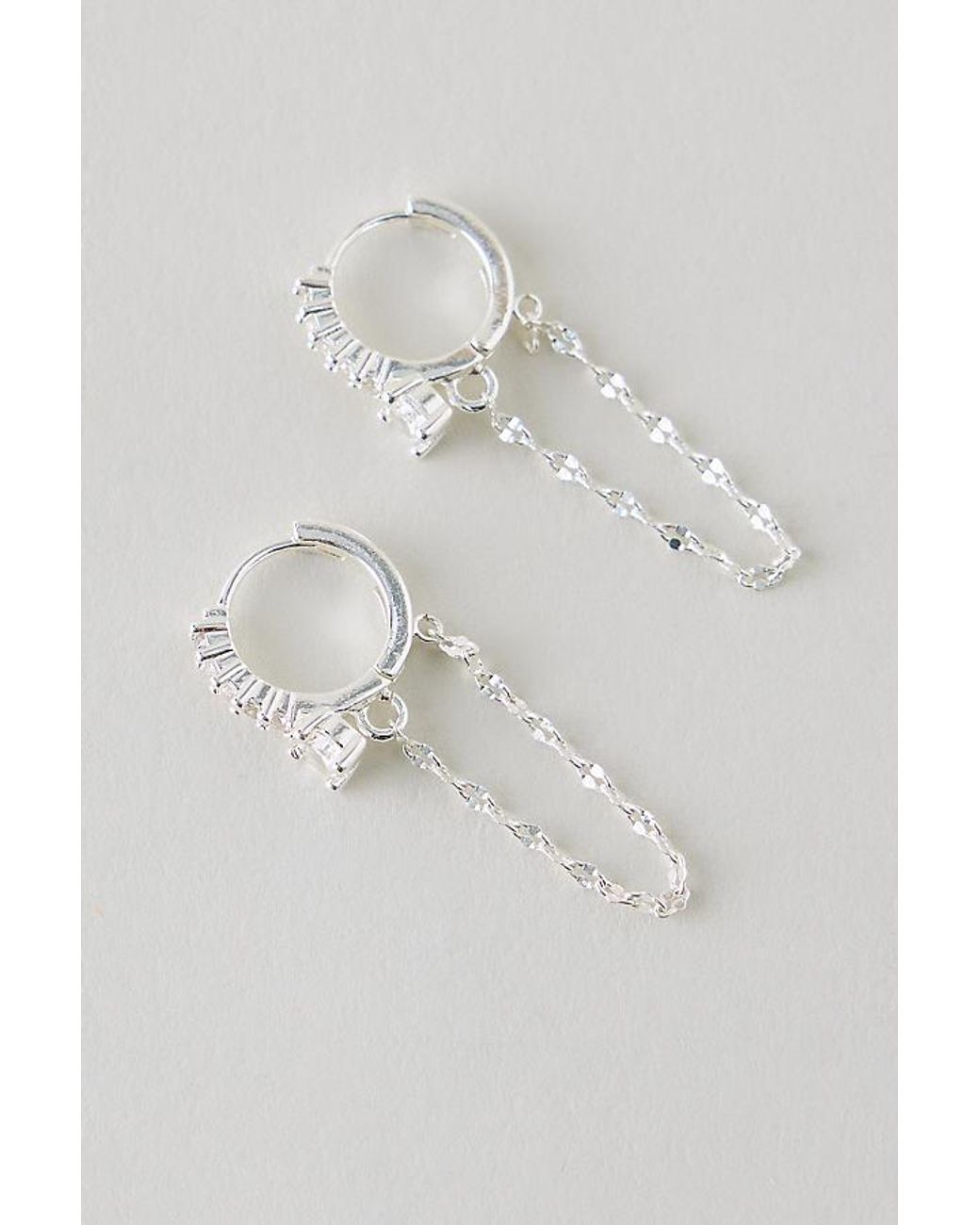 By Anthropologie Metallic Sparkle Chain Drop Huggie Hoop Earrings