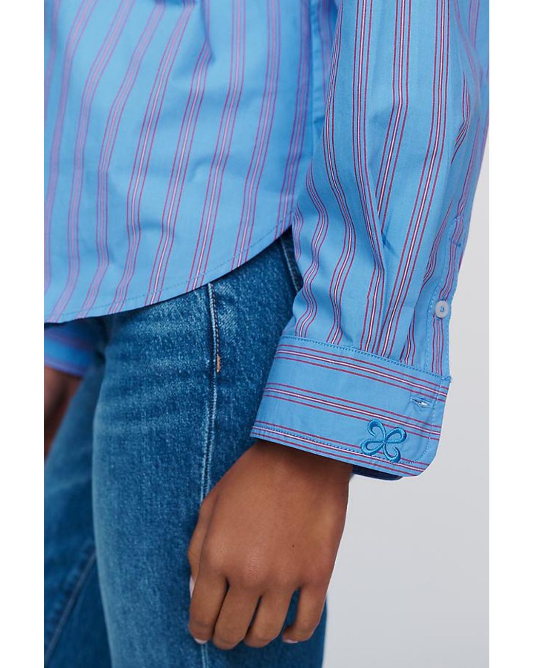 Maeve Blue The Shrunken Bennet 100% Cotton Buttondown Shirt By