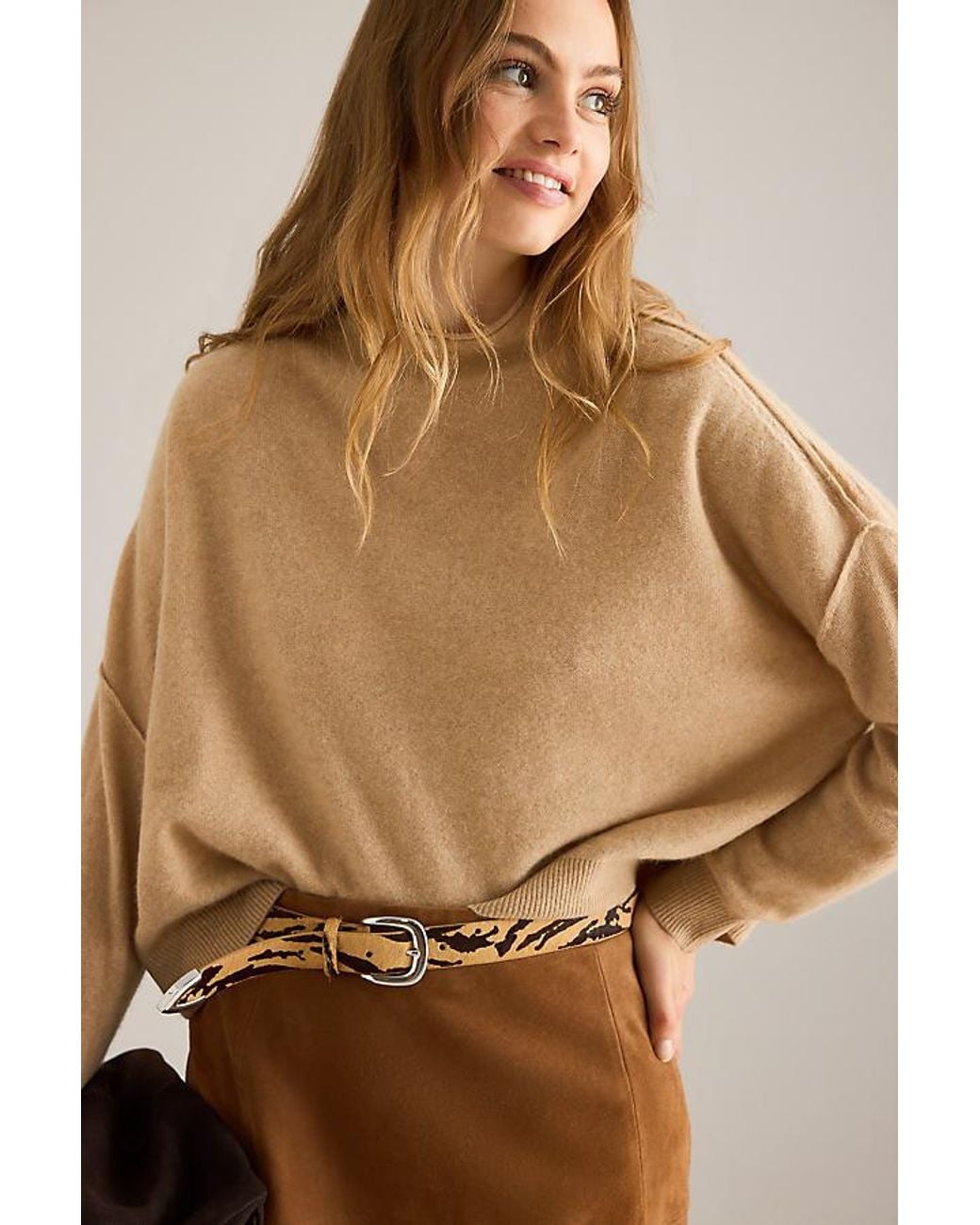 Pilcro Brown Alani Cashmere Mock Neck Jumper