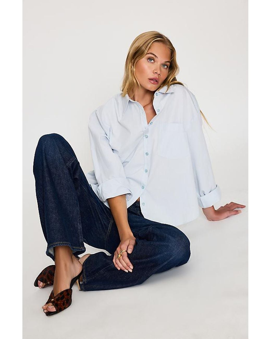 Citizens of Humanity Blue Nora Mid-Rise Wide-Leg Jeans