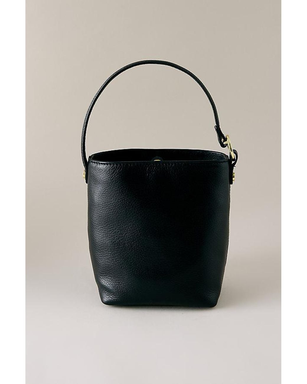 Barbour Black Cedar Mini Leather Bucket Bag