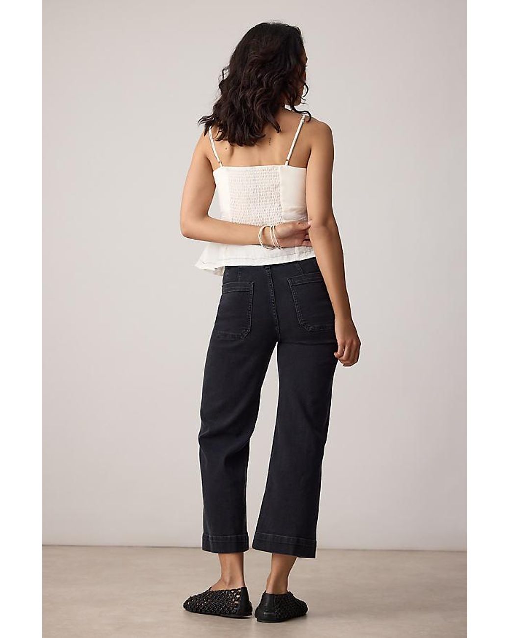 Maeve Gray The Colette Denim Cropped Wide-Leg Jeans By