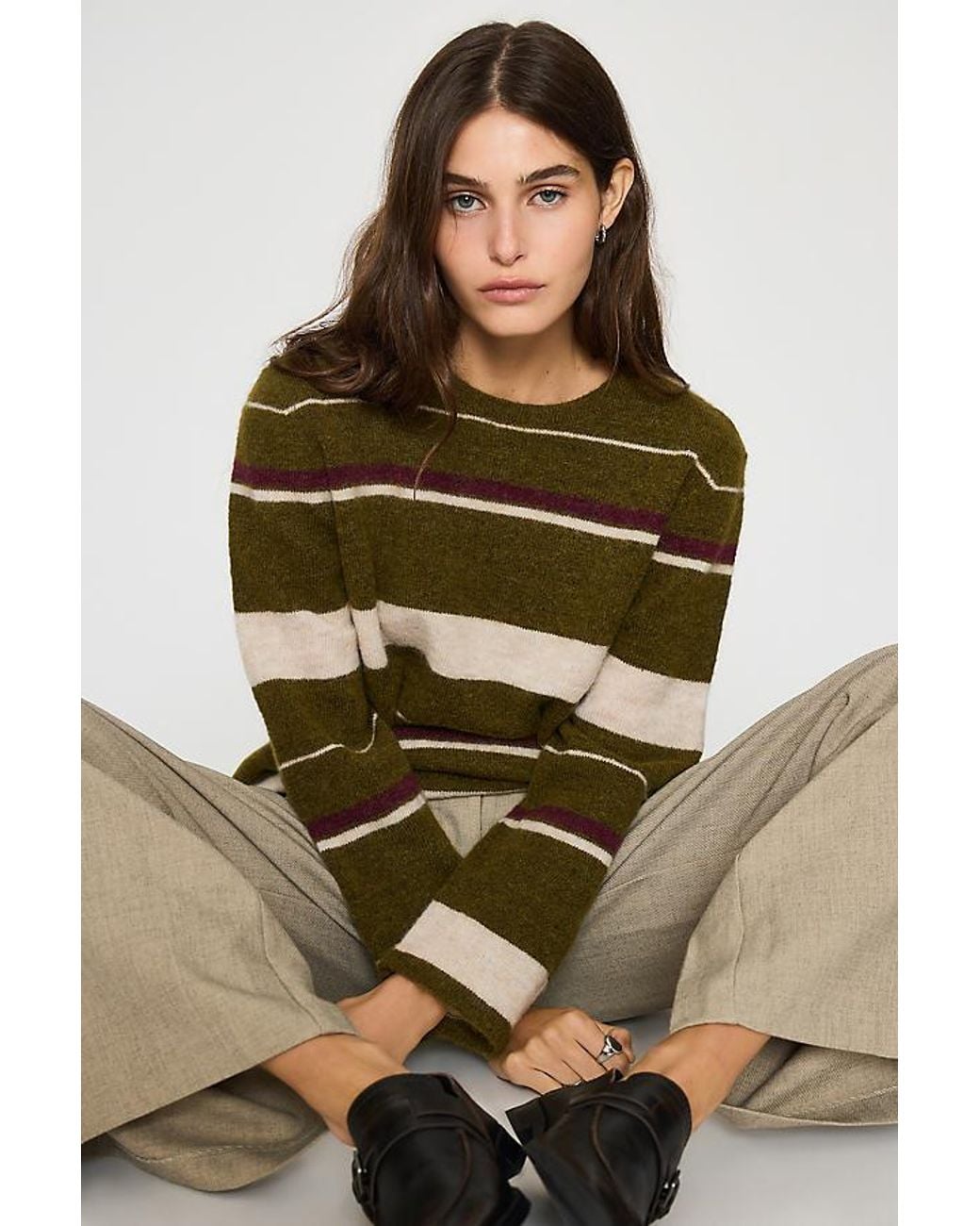 SELECTED Natural Lulu Stripe Wool-Blend Jumper