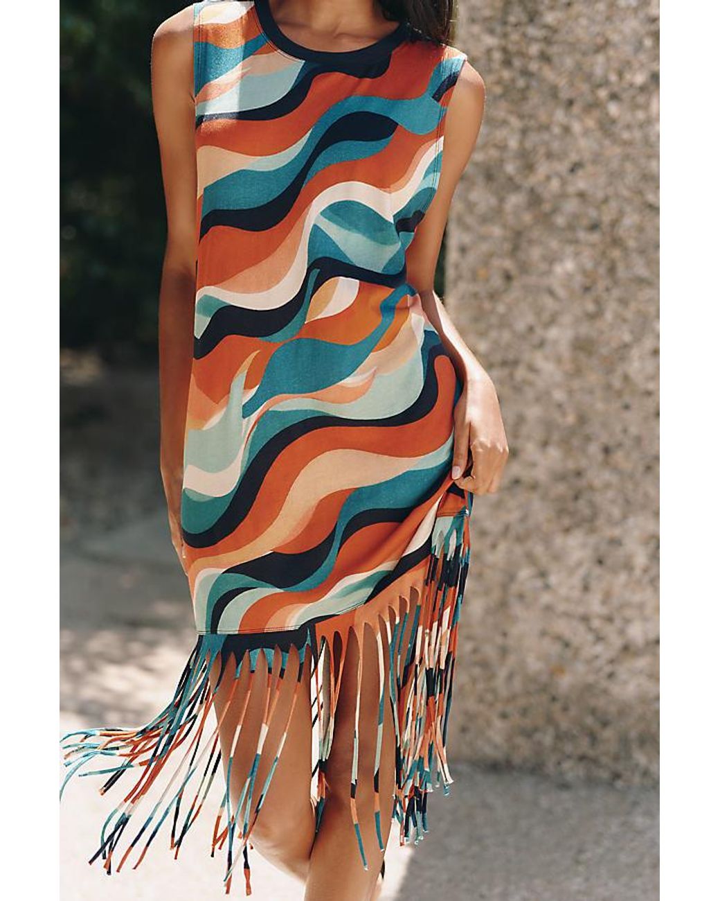 Celandine Multicolor Knit Fringe Mini Dress