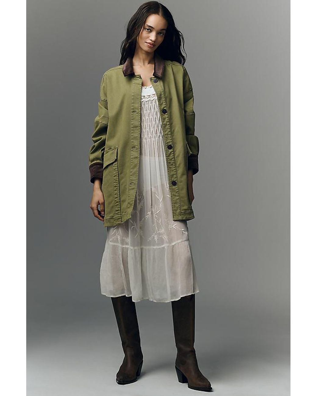 Pilcro Green Oversized Barn Coat