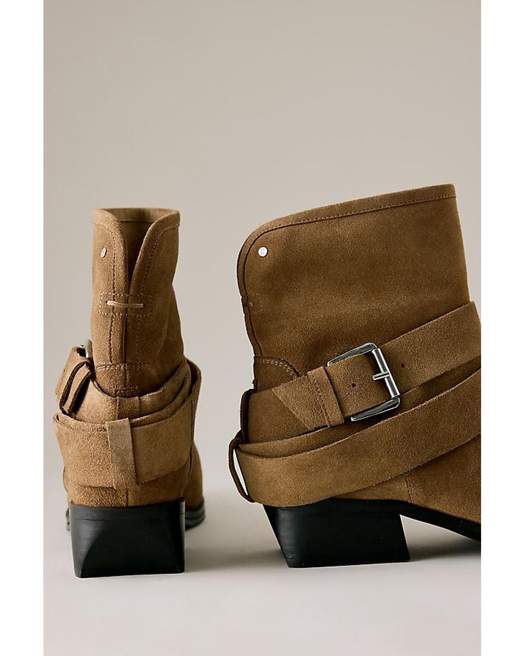Bronx Brown Brodey Buckle Leather Ankle Boots