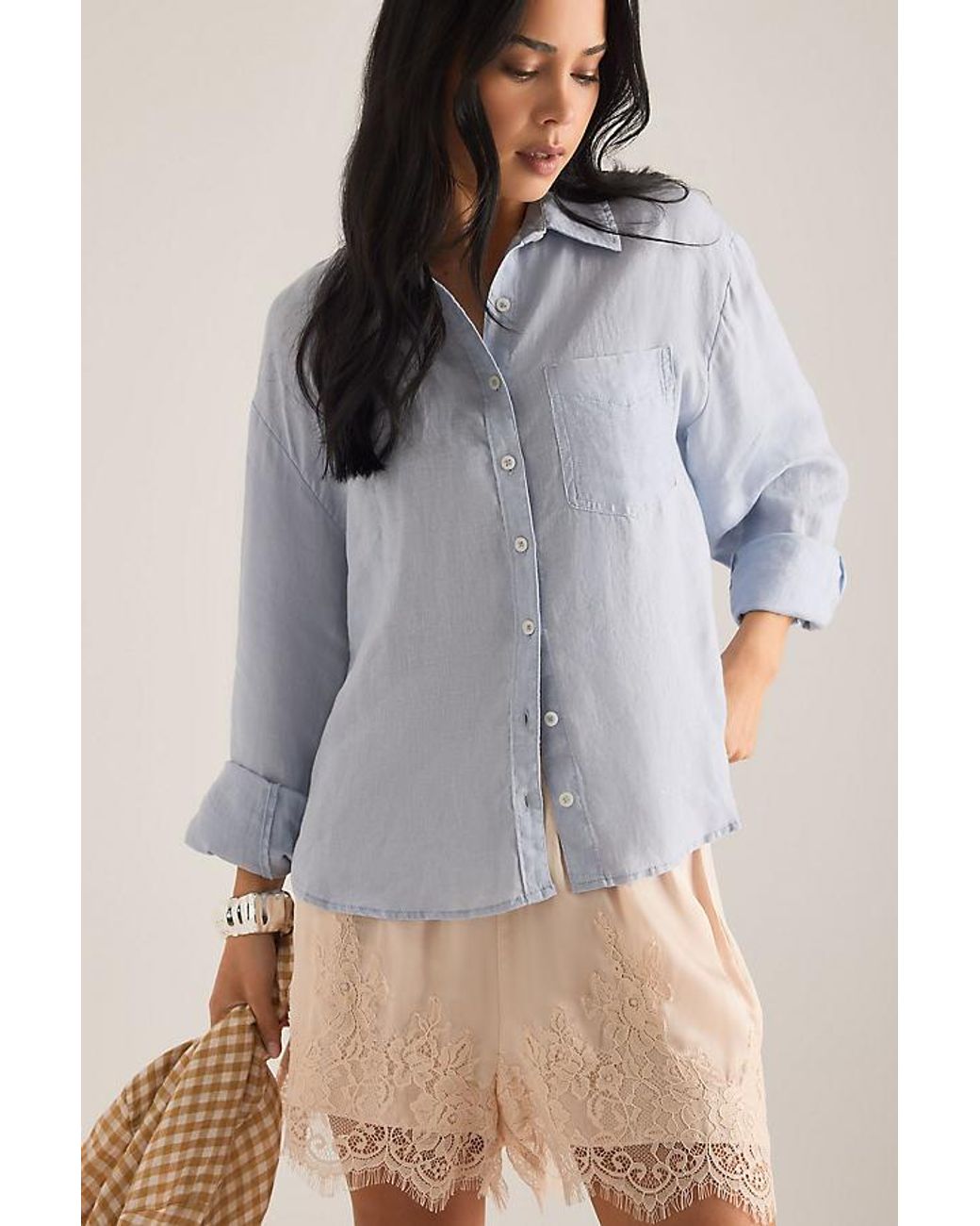 Maeve Gray The Shrunken Bennet Linen Buttondown Shirt By