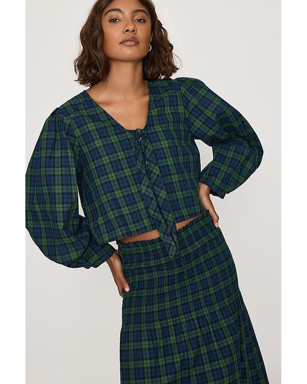The Tiny Big Sister Blue Check Bow Blouse