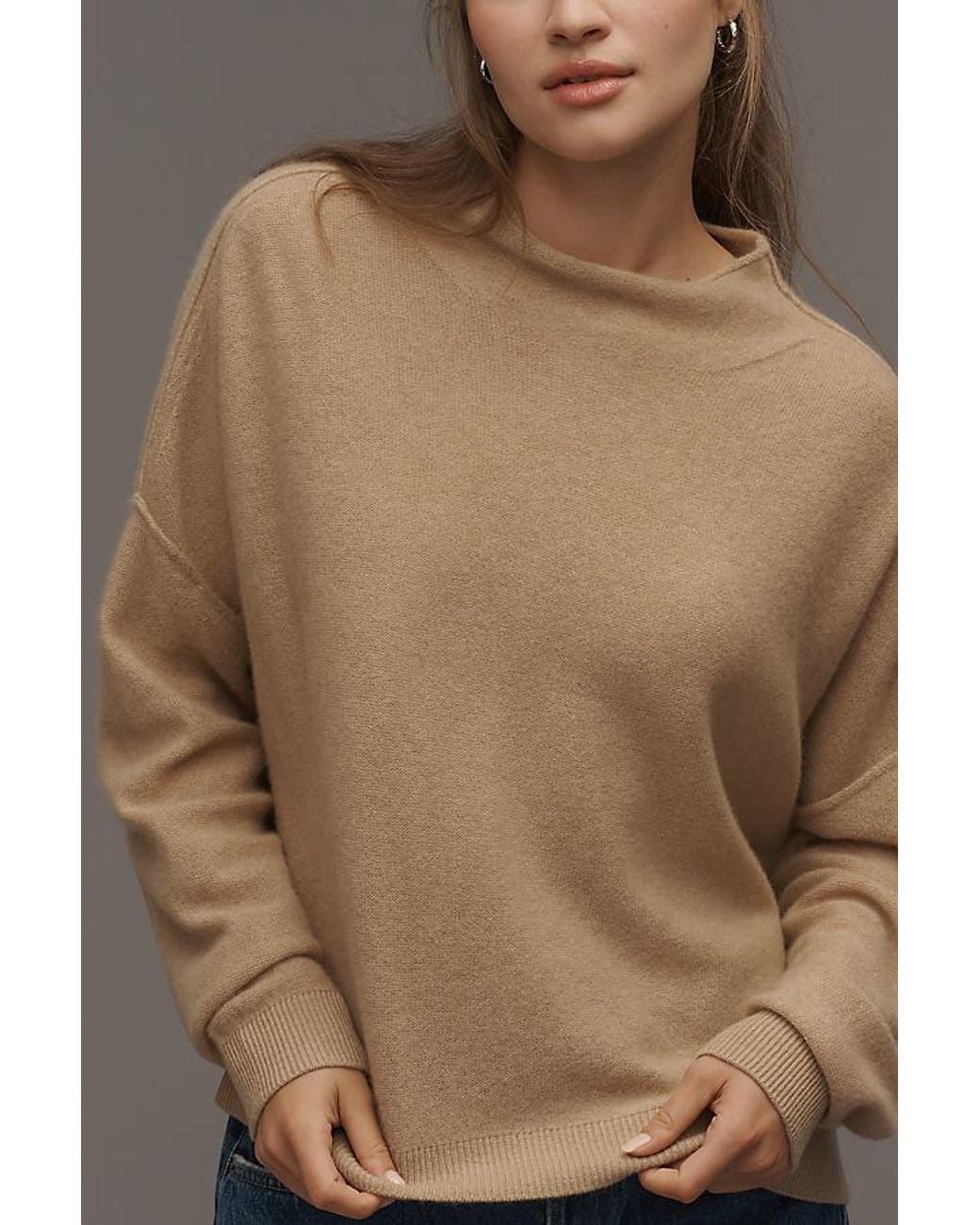 Pilcro Brown Alani Cashmere Mock Neck Jumper