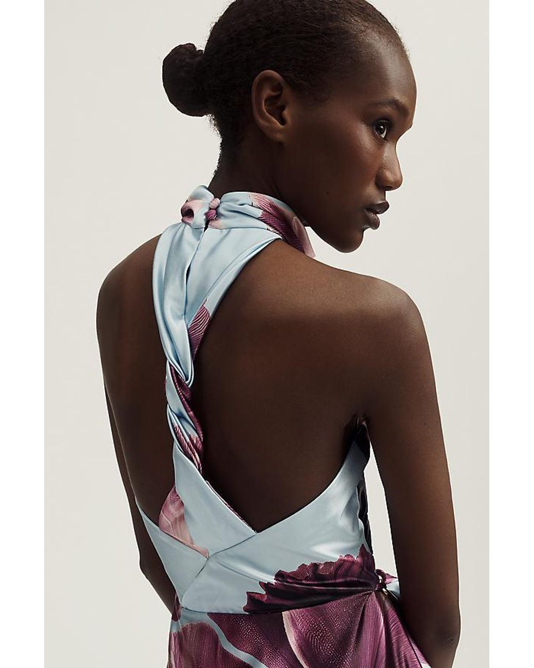 Maeve Multicolor Floral Halter Wrap Mini Dress