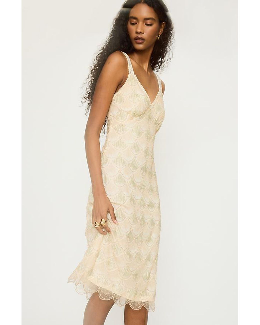 By Anthropologie Blue Lavoni Sequin Midi Dress