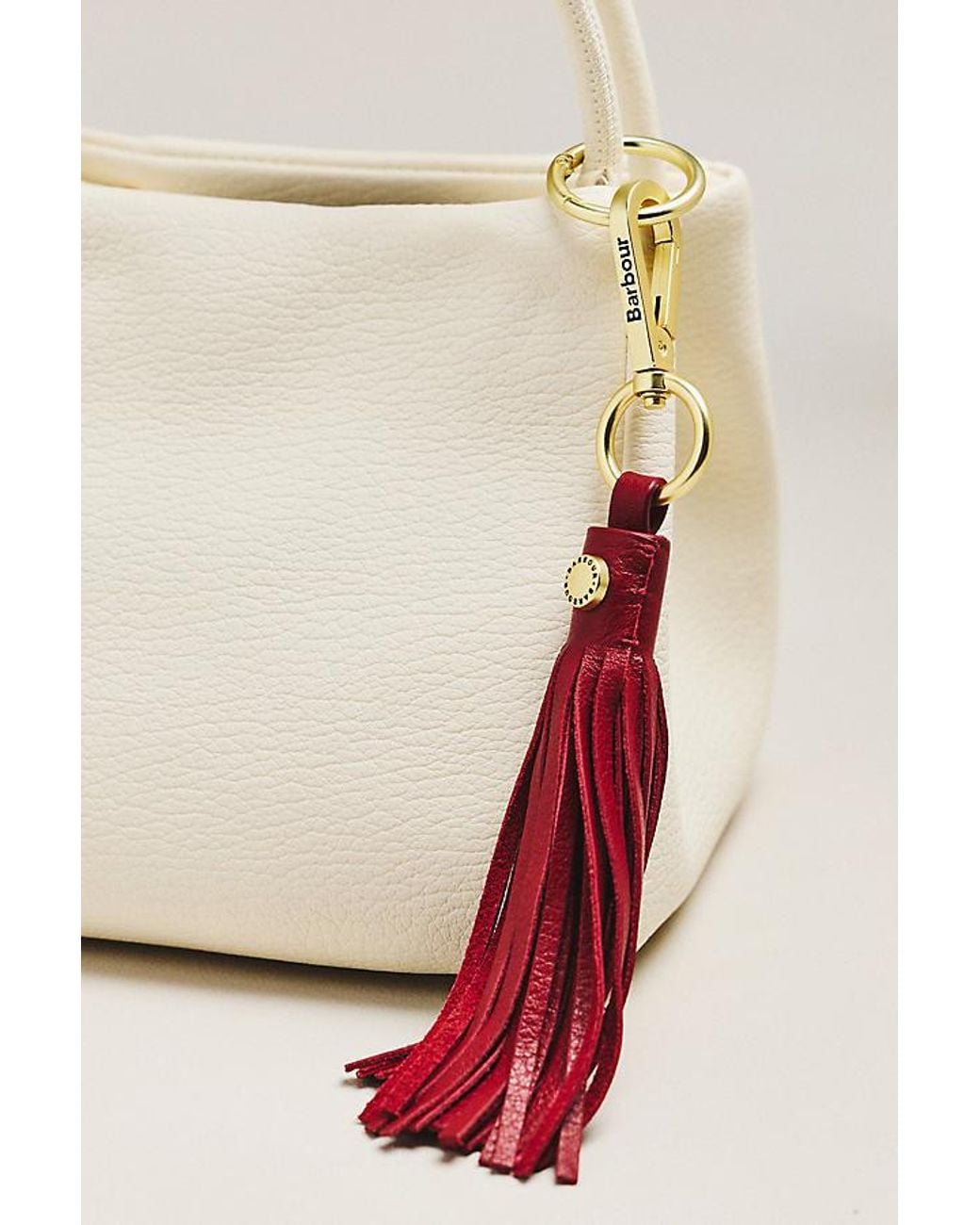 Barbour Natural Tassel Leather Bag Charm