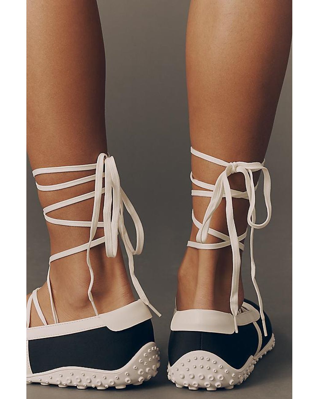 Matisse White Lace-Up Ballet Trainers